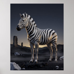 Marble Zebra Monolith Art Poster
