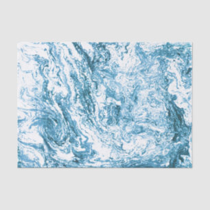 Marbled Abstract Design   Blue and White Tissue Paper