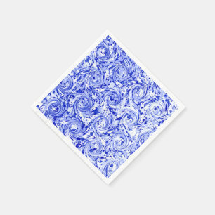 Marbled Abstract Design Blue White Swirls Napkin