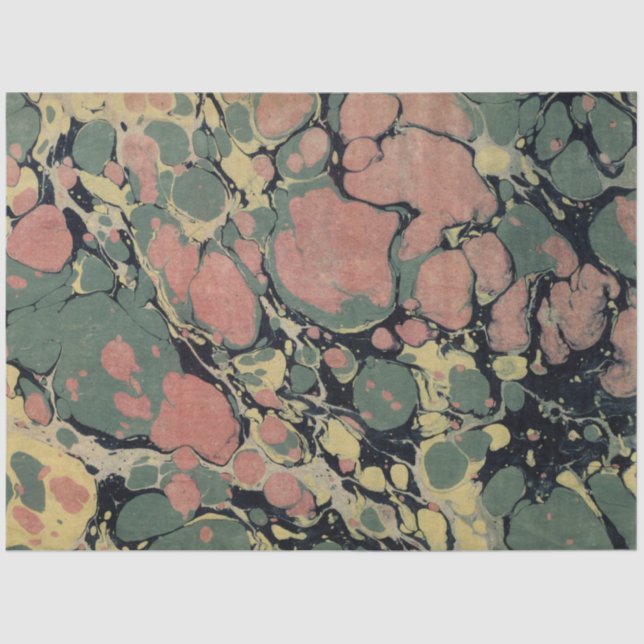 Marbled Abstract Design | Pink Green Yellow Tissue Paper (Front)