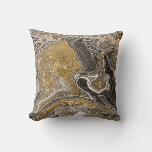 Marbled acrylic, nature-inspired texture. throw pillow (Front)
