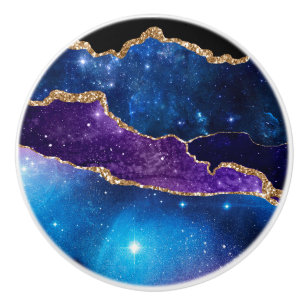 Marbled Agate Stone Galaxy Sparkly Shining Stars Ceramic Knob