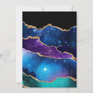 Marbled Agate Stone Galaxy Sparkly Shining Stars Thank You Card