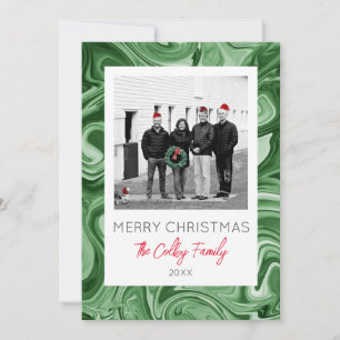 Marbled Art Christmas Photo Card Name Festive