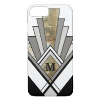 Marbled Art Deco Geometric with Custom Monogram