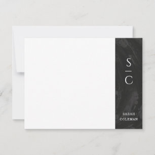 Marbled Band Stationery Note Card - Black