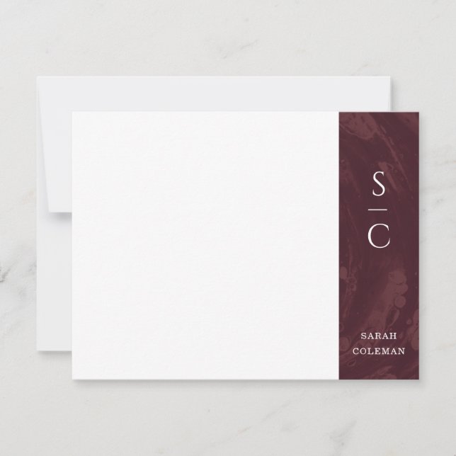 Marbled Band Stationery Note Card - Red (Front)