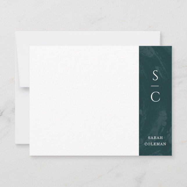 Marbled Band Stationery Note Card - Teal (Front)