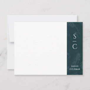 Marbled Band Stationery Note Card - Teal