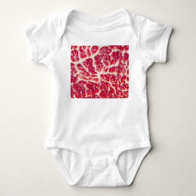 Marbled Beef Steak Texture Closeup Baby Bodysuit (Front)