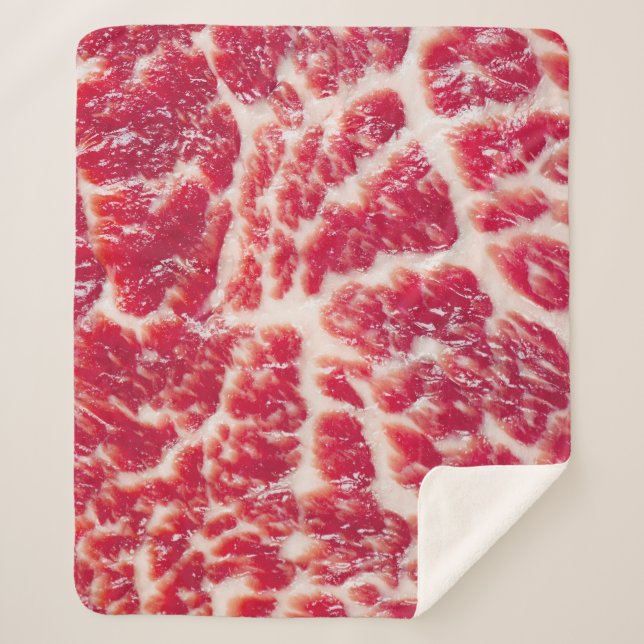 Marbled Beef Steak Texture Closeup Sherpa Blanket (Front)