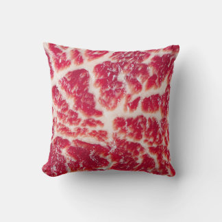 Marbled Beef Steak Texture Closeup Throw Pillow
