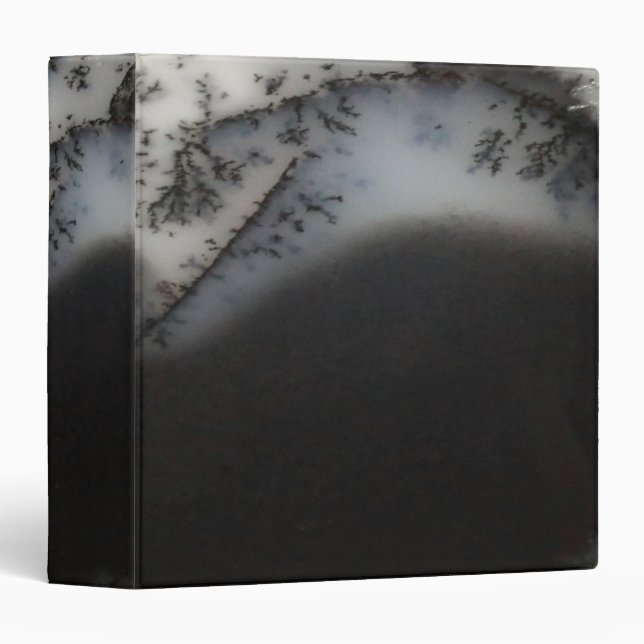 Marbled Black Agate, Cool Natural Stone Unique Binder (Front/Spine)