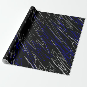 Marbled Black Blue Wrapping Paper