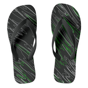 Marbled Black Green Flip Flops