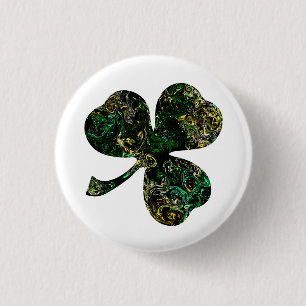 Marbled Black Shamrock 1 Inch Round Button
