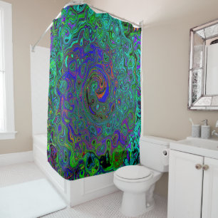 Marbled Blue and Aquamarine Abstract Retro Swirl