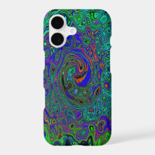 Marbled Blue and Aquamarine Abstract Retro Swirl