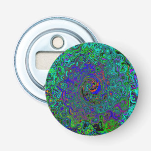 Marbled Blue and Aquamarine Abstract Retro Swirl Bottle Opener