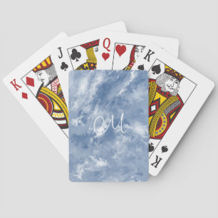 Marbled Blue White Abstract Sky personalized Playing Cards