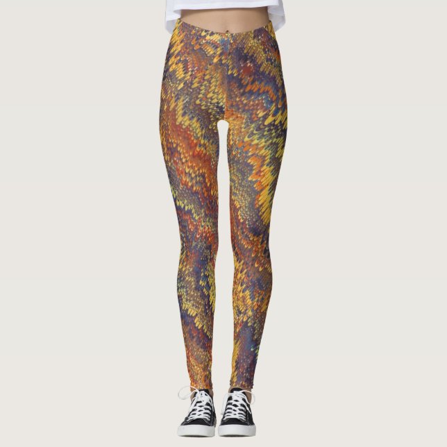 Marbled Book Endpaper Colourful Leggings (Front)