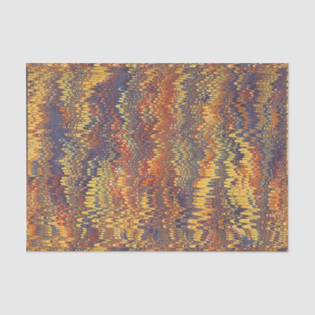 Marbled Book Endpaper Yellow Orange Blue Violet Tissue Paper (Front)