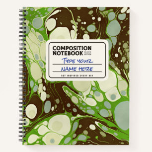 Marbled Composition Book Green Customize