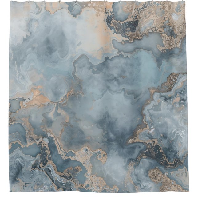 Marbled Dusty Blue Grey Tan Contemporary (Front)