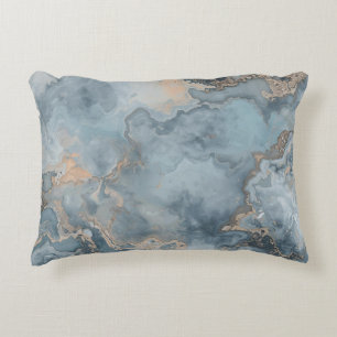 Marbled Dusty Blue Grey Tan Contemporary Accent Pillow