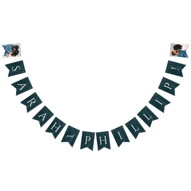 Marbled Engagement Party Bunting Banner - Teal (All)