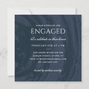 Marbled Engagement Party Invitation - Blue