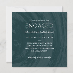 Marbled Engagement Party Invitation - Teal