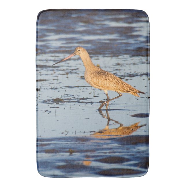 Marbled Godwit in the ocean Bath Mat (Front Vertical)