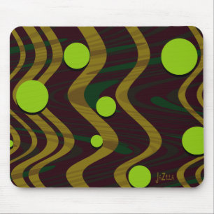 Marbled Gold Green Dot Wave Mouse Pad