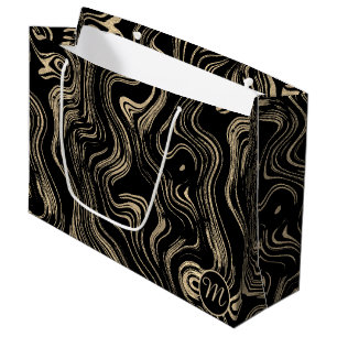 Marbled Gold Monogram Gift Bag