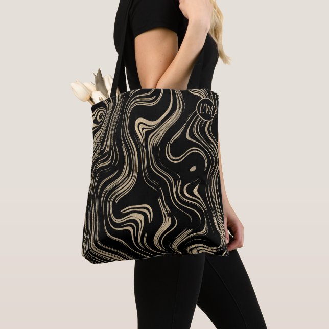 Marbled Gold Personalized Tote Bag (Close Up)