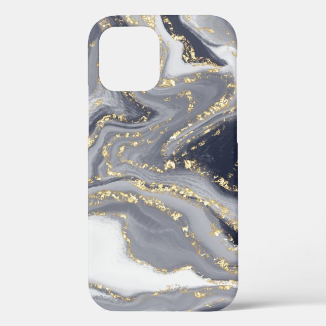Marbled Grey, White and Gold Case-Mate iPhone Case (Back)