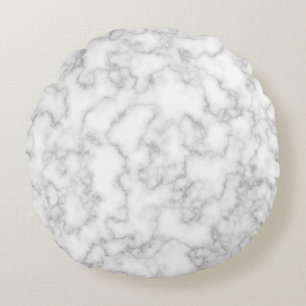 Marbled Grey White Marble Stone Pattern Background Round Pillow