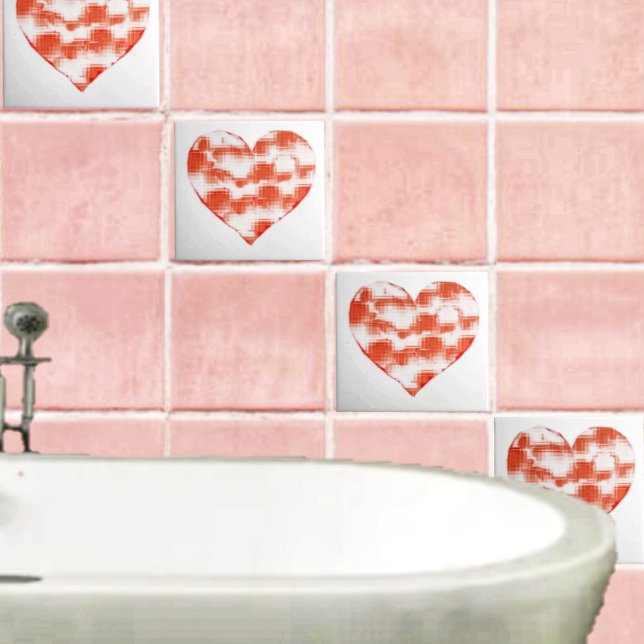 Marbled Heart Tile (These Marbled Heart Ceramic Tiles bring out the romance in your home decor!)