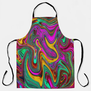 Marbled Hot Pink and Sea Foam Green Abstract Art Apron