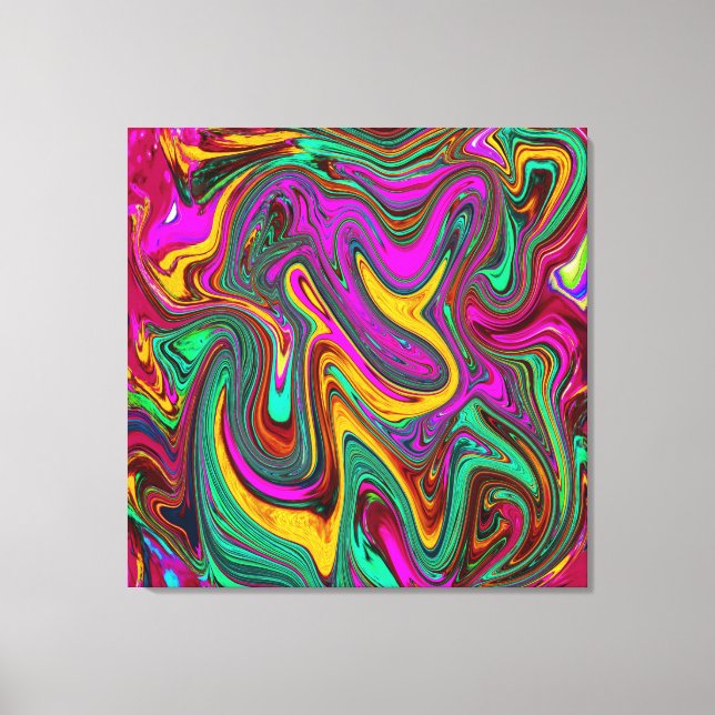 Marbled Hot Pink and Sea Foam Green Abstract Art Canvas Print (Front)