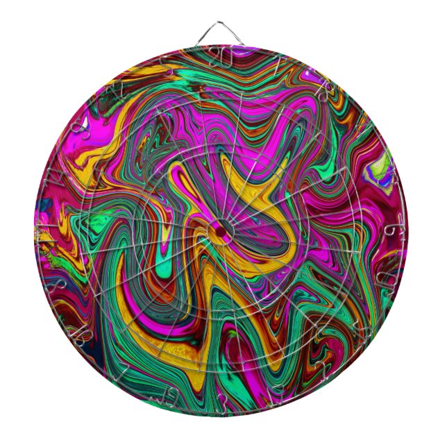 Marbled Hot Pink and Sea Foam Green Abstract Art Dartboard (Front)