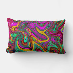 Marbled Hot Pink and Sea Foam Green Abstract Art Lumbar Pillow
