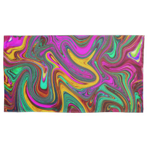 Marbled Hot Pink and Sea Foam Green Abstract Art Pillowcase