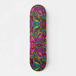 Marbled Hot Pink and Sea Foam Green Abstract Art Skateboard