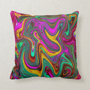 Marbled Hot Pink and Sea Foam Green Abstract Art Throw Pillow