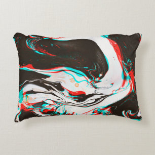 Marbled Ink: Distorted Glitch Texture. Accent Pillow