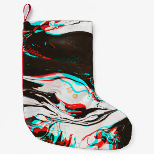 Marbled Ink: Distorted Glitch Texture. Small Christmas Stocking