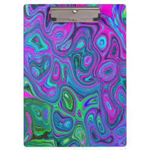 Marbled Magenta and Lime Green Groovy Abstract Art Clipboard