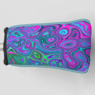 Marbled Magenta and Lime Green Groovy Abstract Art Golf Head Cover